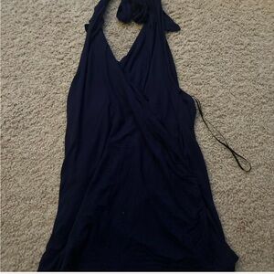 Navy Blue open back shirt